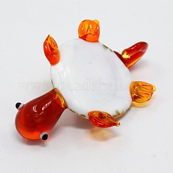 手作りの内側の花の金の砂のランプワークペンダント  カメ  ミックスカラー  56x36x9mm  穴：7mm&nbsp;X-LAMP-I002-M
