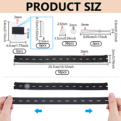 3セットDIY縫製ポリエステル＆PE＆アイロンウエストボタンキット  ブラック  280x76x2.5mm&nbsp;DIY-PH0030-96A