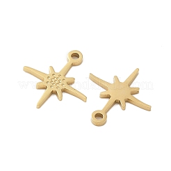 304ステンレススチールチャーム  スターのチャーム  14KGP本金メッキ  10.5x9.5x1mm  穴：1mm&nbsp;STAS-L022-456G