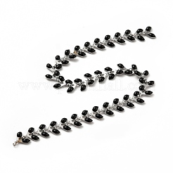 304ステンレススチールコブチェーン  エナメル  ハンダ付け  スプールで  ブラック  6x1.5~2mm&nbsp;CHS-C004-01E-P