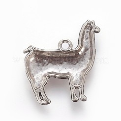 チベット風亜鉛合金チャーム  ラマ/アルパカ  アンティークシルバー  25x22x3mm  穴：1mm&nbsp;X-PALLOY-P178-25AS