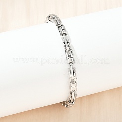 女性用304ステンレススチールリンクチェーンブレスレット  オーバル  ステンレス鋼色  8-3/4インチ（22.1cm）&nbsp;BJEW-Z143-02P