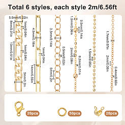 真鍮ブレスレットとネックレスのDIYジュエリー製作キット  18KGP本金メッキ  2~75x2~96x0.2~1mm  穴：1~4mm&nbsp;DIY-SC0028-28