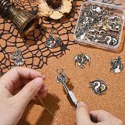 30個6スタイル金メッキ合金エナメルペンダント  動物チャーム  混合図形  27~29.5x18~28x1mm  穴：1.8~2mm  5個/スタイル&nbsp;ENAM-CJ0006-36