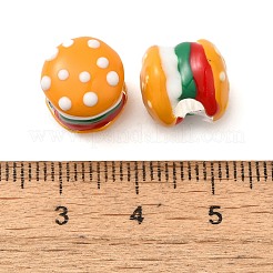 漫画模造食品合金エナメルヨーロピアンビーズ  大穴ビーズ  ハンバーガー  12x11x11mm  穴：4mm&nbsp;FIND-U008-01G-B