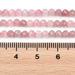 天然マダガスカル ローズクォーツビーズ連売り  多面カット  ラウンド  3mm  穴：0.6mm  約114~117個/連  14.80''~15.24''（37.6~38.7センチメートル）&nbsp;LS-G-P615-A-3mm-01