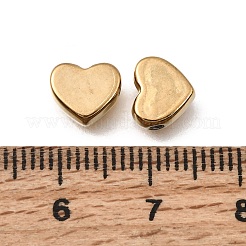 バレンタインデー用304ステンレススチール製スペーサービーズ  ハート  イオンプレーティング（ip）  18KGP本金メッキ  7x8x3.3mm  穴：1.6mm&nbsp;STAS-L315-075G-09