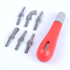 ステンレス鋼木彫りカッターツールセット  木工の彫刻  DIY プラスチックハンドルスプーン彫刻ナイフ  木工ツールキット  レッド  9.1x2.6x2.2cm&nbsp;DRAW-PW0003-03A