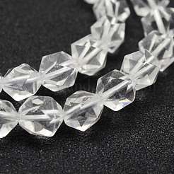 天然石クオーツクリスタルビーズ連売り  水晶  スターカットラウンドビーズ  多面カット  7~8mm  穴：1mm  約48~50個/連  14.9~15.1インチ（38~38.5cm）&nbsp;G-F523-46-8mm
