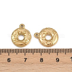 304ステンレスペンダント  ドーナツのチャーム  イオンプレーティング（ip）  18KGP本金メッキ  15.5x13x2.5mm  穴：1.2mm&nbsp;STAS-L303-27G-02