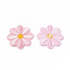 機械刺繍布地手縫い/アイロンワッペン  マスクと衣装のアクセサリー  アップリケ  ヒマワリ  ピンク  40x1.5mm&nbsp;DIY-WH0162-28L