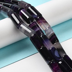 天然石瑪瑙ビーズ連売り  染め＆加熱  コラム  インディゴ  8~8.5x14.5~16mm  穴：1.6mm  約12個/連  7.20~7.48''（18.3~19センチメートル）&nbsp;G-H295-E01-10