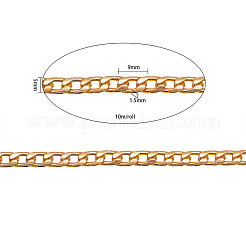 アルミ製ツイストチェーンカーブチェーン  スプールで  溶接されていない  オーバル  ゴールドカラー  9x5x1.5mm&nbsp;CHA-CJ0001-01G