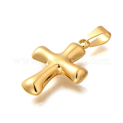 304ステンレスペンダント  クロスチャーム  ゴールドカラー  29x20.5x5.5mm  穴：8x4mm&nbsp;BJEW-H200-11G-01