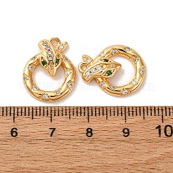 真鍮製マイクロパヴェキュービックジルコニアペンダント  ヘビ  長持ちメッキ  ニッケルフリー  18KGP本金メッキ  18.5x14.5x4mm  穴：1.4mm&nbsp;KK-K382-39G