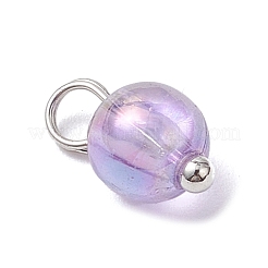 透明なアクリルパーツ  ラウンドチャーム  プラチナ  11x6mm  穴：3mm&nbsp;PALLOY-JF04442-02