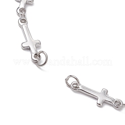 304ステンレススチールクロスリンクチェーンブレスレットの作り方  ステンレス鋼色  6-3/4インチ（17.2cm）  穴：2.5mm&nbsp;AJEW-JB01299-02