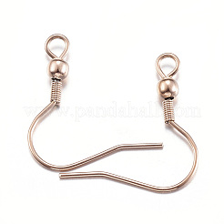 イオンプレーティング(IP) 304 ステンレススチール ピアスフック  水平ループ付き  ローズゴールド  20x19mm  穴：2mm  20ゲージ  ピン：0.8mm&nbsp;STAS-G170-06RG