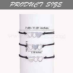 3個3スタイル430ステンレススチールハートリンクブレスレットセット  親友、カップル、家族にぴったりの調節可能なブレスレット。  ステンレス鋼色  7-1/8~11-3/4インチ（18~30cm）  1個/スタイル&nbsp;JB715A