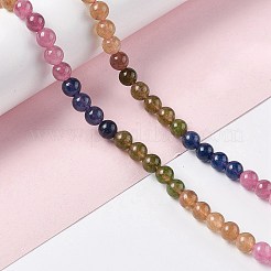 天然白翡翠模倣トルマリンビーズ連売り  染め  ラウンド  秋のテーマカラフル  6.5mm  穴：1mm  約62個/連  15.16''（38.5センチメートル）&nbsp;G-I334-01A