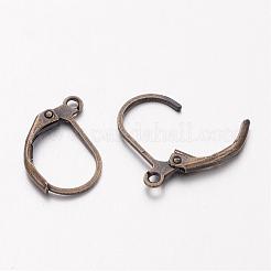 真鍮製フレンチフックピアスパーツ  カン付き  ニッケルフリー  アンティークブロンズ  15x10mm  穴：1mm&nbsp;KK-H670-AB-NF