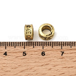 ラックメッキチベットスタイルの合金スペーサービーズ  フラットラウンド  アンティーク黄金  8x5mm  穴：5mm&nbsp;TIBE-WH0007-01AG