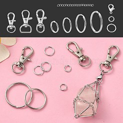 DIYキーホルダー作成キット  合金と鉄のスイベルカニカンを含む  アイアン製キーリング  304ステンレススチールエンドチェーン  プラチナ＆ステンレス鋼色  295個/箱&nbsp;DIY-YW0007-62