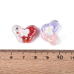 不透明樹脂エナメルビーズ  蝶結び  ツートン  ミックスカラー  15x22x10mm  穴：1.4~1.5mm&nbsp;RESI-Q234-07