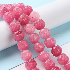刻まれた合成サンゴのビーズ  染め  花  ミックスカラー  9.5~10x10.5~11mm  穴：1.5mm  約36~37個/連  13.94~14.09''（35.4~35.8センチメートル）&nbsp;CORA-R021-07