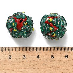 クリスマステーマの樹脂入りポリマー粘土ラインストーンビーズ  DIYジュエリーやペンの装飾に  クリスマスツリー  17.5~19x19~20x19~20mm  穴：2mm&nbsp;X-RESI-Z045-01B