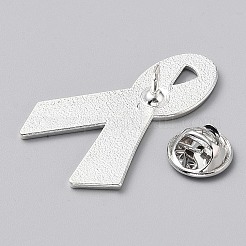 10 月 乳がん ピンクリボン エナメルピン  衣類用バックパック用プラチナ合金ブローチ  ピンク  38x23.5x1.5mm&nbsp;JEWB-WH0010-63P-01