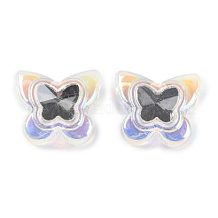 UVメッキ透明アクリルビーズ  ラインストーン付き  蝶  クリアAB  16x18x11mm  穴：3mm&nbsp;OACR-S145-05