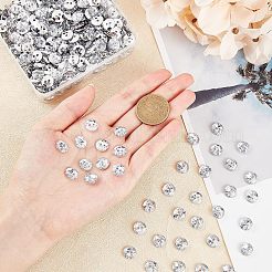 スプレー塗装アクリルボタン  多面カット  染めと未染色の混合  2穴  フラットラウンド  銀  10x3mm  穴：2mm  500個/箱&nbsp;TACR-OC0001-02