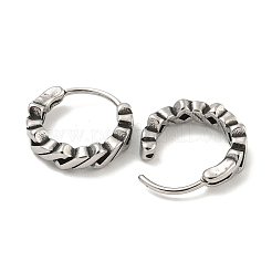 女性と男性のための316サージカルステンレススチールフープピアス  リング  アンティークシルバー  14.5x4.5mm&nbsp;EJEW-D096-15DAS