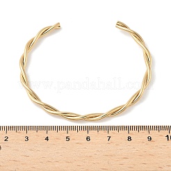 304ステンレススチール製カフバングル  女性用編み込みバングル  18KGP本金メッキ  1/8インチ（0.4cm）  内径：2-1/2インチ（6.2cm）&nbsp;BJEW-C102-01G
