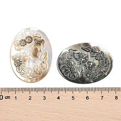 天然石ブラックリップシェルカボション  カメオの女性を描いた楕円形  40x30x2.5mm&nbsp;SSHEL-I026-04B-05