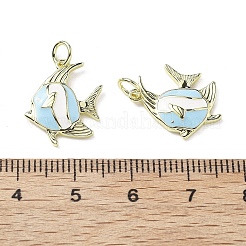 真鍮製エナメルペンダント  魚のチャーム  丸カン付き  ラックめっき  長持ちメッキ  鉛フリー＆カドミウムフリー  18KGP本金メッキ  ミックスカラー  17x15x2mm  穴：3mm&nbsp;KK-Z114-19G