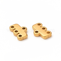 304ステンレスシャンデリア部品リンク  4ループコネクタ  長方形  ゴールドカラー  5x8x1.5mm  穴：1mm&nbsp;STAS-A074-02C-G