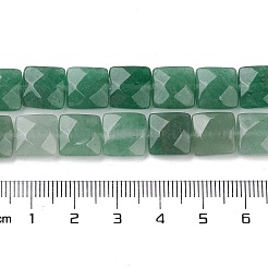 天然石グリーンアベンチュリンビーズ連売り  多面カット正方形  10x10x5mm  穴：1.2mm  約20個/連  7.95''（20.2センチメートル）&nbsp;G-K359-B18-01