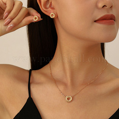 女性用合金ノットペンダントネックレス＆スタッドピアスセット  ゴールドカラー  ネックレス: 400mm;イヤリング：11mm&nbsp;FS-WGB889B-03
