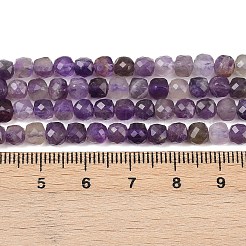 天然石アメジストビーズ連売り  多面カット  キューブ  5x5x5mm  穴：0.7mm  約76個/連  14.96インチ（38cm）&nbsp;G-L628-D09-5x5mm