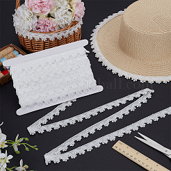 15.6ヤードのポリエステルレーストリム  レースリボン  洋服アクセサリー  ホワイト  7/8インチ（22mm）&nbsp;OCOR-FG0002-78A