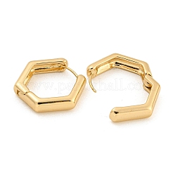 合金フープピアス  スチールピンと  五角形  ライトゴールド  21.5x5x24mm&nbsp;EJEW-P269-13KCG