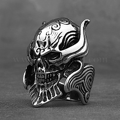 男性用304ステンレススチールラインストーン指輪  スカル  ステンレス鋼色  usサイズ10（19.8mm）&nbsp;WG88DD3-02