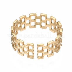 304ステンレススチールスクエアオープンカフリング  女性のための分厚い中空リング  ゴールドカラー  usサイズ7（17.3mm）&nbsp;RJEW-T023-15G