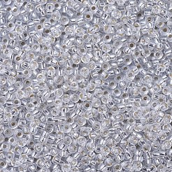 MIYUKIラウンドロカイユビーズ  日本製シードビーズ  11/0  （rr1)シルバーラインクリスタル  11/0  2x1.3mm  穴：0.8mm  約777個/7g&nbsp;LS-X-SEED-G007-RR0001