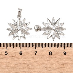 真鍮マイクロパヴェクリアキュービックジルコニアペンダント  スターのチャーム  ステンレス鋼色  20x17.5x4mm  穴：3x4.5mm&nbsp;KK-D223-03P