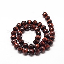 染色・加熱された天然レッドタイガーアイの丸いビーズ連売り  8mm  穴：1mm  約48個/連  15.3インチ&nbsp;G-P072-52-8mm