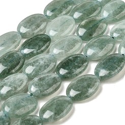 天然染めのマレーシアジェイドビーズ連売り  平らな楕円形  ダークシーグリーン  18~18.5x12~13x4.5~5mm  穴：1mm  約22個/連  15.75''（40センチメートル）&nbsp;G-B137-A01-01G