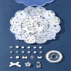 DIY アクリル & ABS プラスチック ビーズ ブレスレット ジュエリー作成キット  ホワイト  7~24.5x0.8~14.5x0.8~11mm  穴：1~3.8mm&nbsp;DIY-FS0007-27